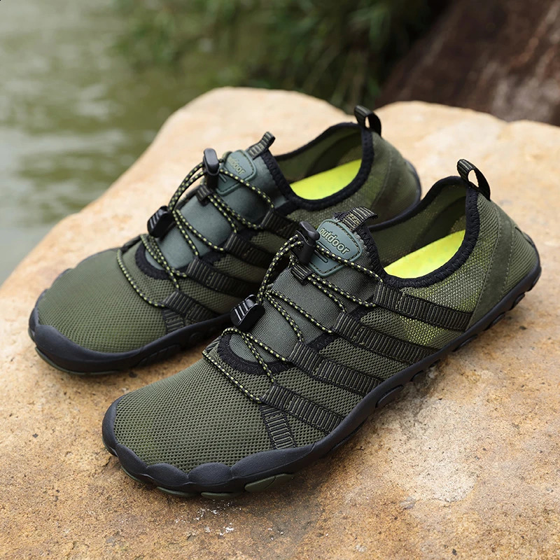 Green Water Shoes For Men Aqua Upstream Breathable Mesh Beach Sandals Summer Sport Women Swimming Slippers 260626 - view 4