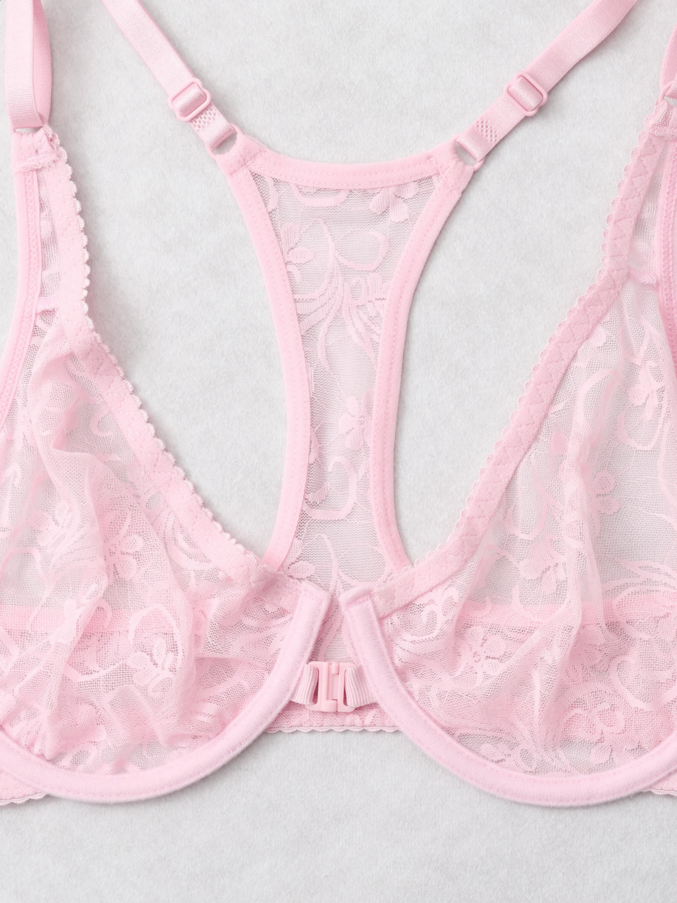 Front Button Womens Bra Lace Sheers Unpadded Sexy Lingerie BH Tops Flower knitting Brassiere Underwire Underwear Plus Size Bras 260626 - view 6