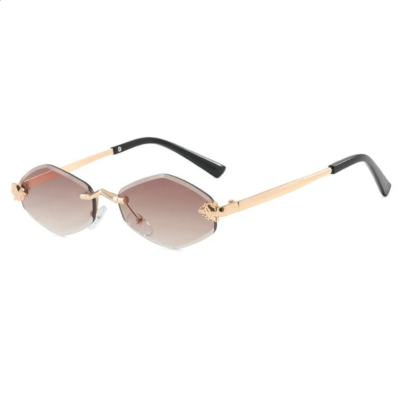 Fashion Rimless Polygonal Sunglasses women Trendy Gradient Lens Metal Shades y Small Rhombus Vintage Sun Glasses 260626 - view 6