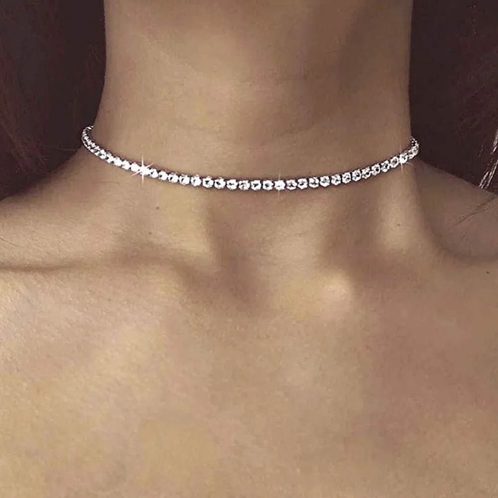 MinaMaMa Minimalist Stainless Steel Crystal Choker For Women Exquisite Rhinestone Chain Tennis Necklaces Jewelry Gifts 260624 - view 6