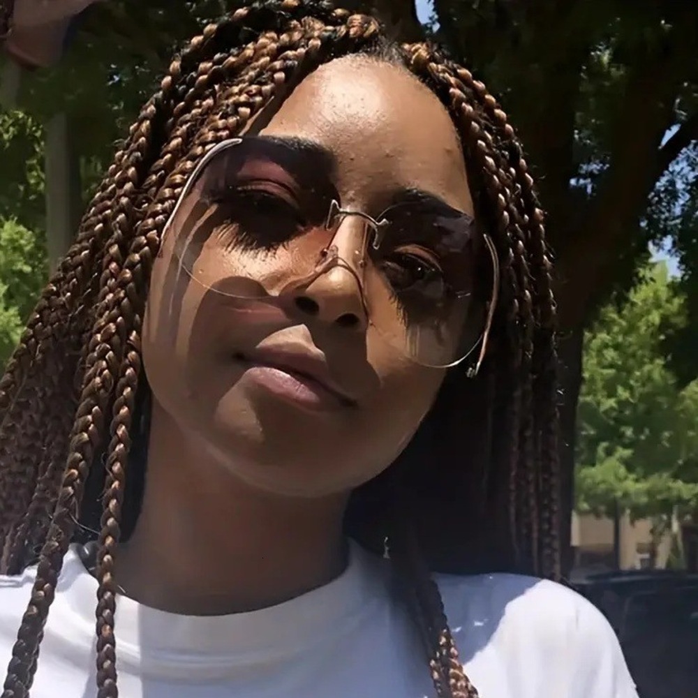 Oversized Sunglasses Large Frame Glasses Personality Trend Trendy Frameless Sunglasses New Model Ocean Lens Fashionable Metal For Women - view 4