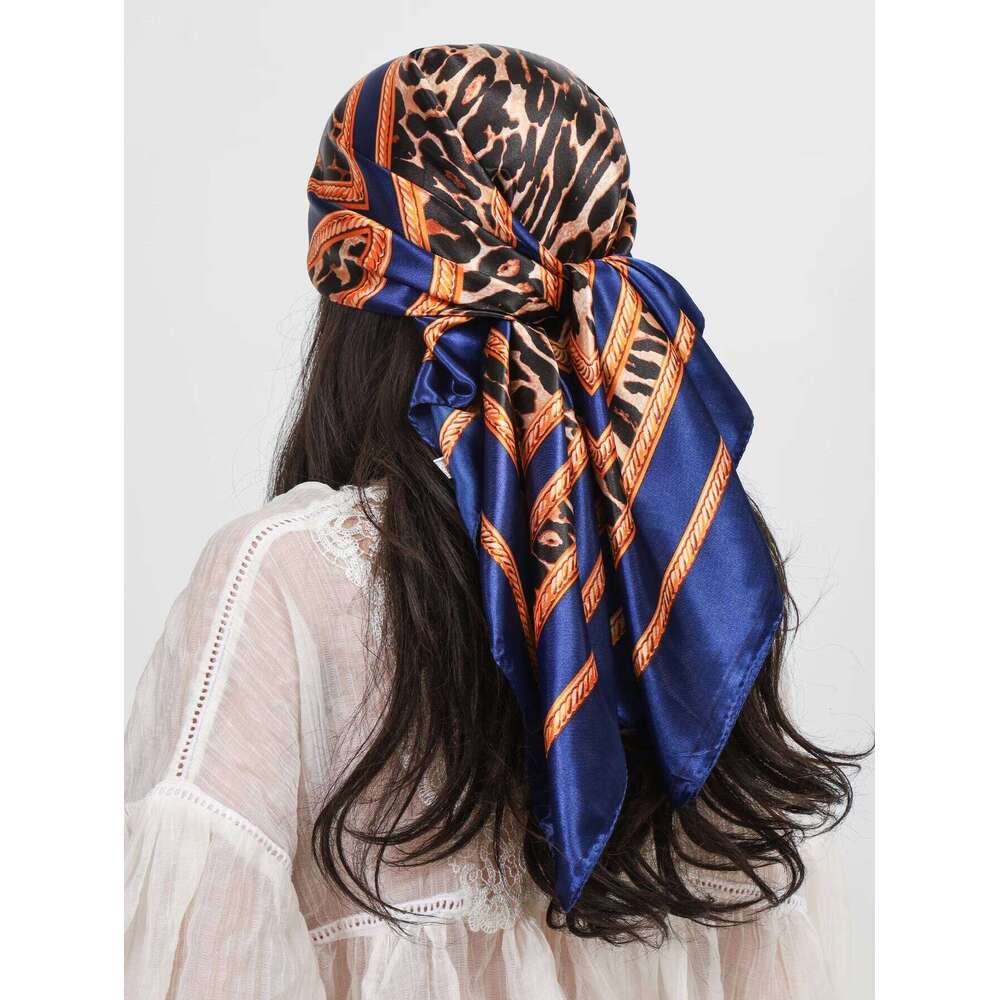 1PCS Head Scarf Women Fashion Luxury Square 90*90cm Silk Foulard Satin Bandana Soft Neckerchief Hijab Hair Scarves For Ladies 26Y06226 - view 6