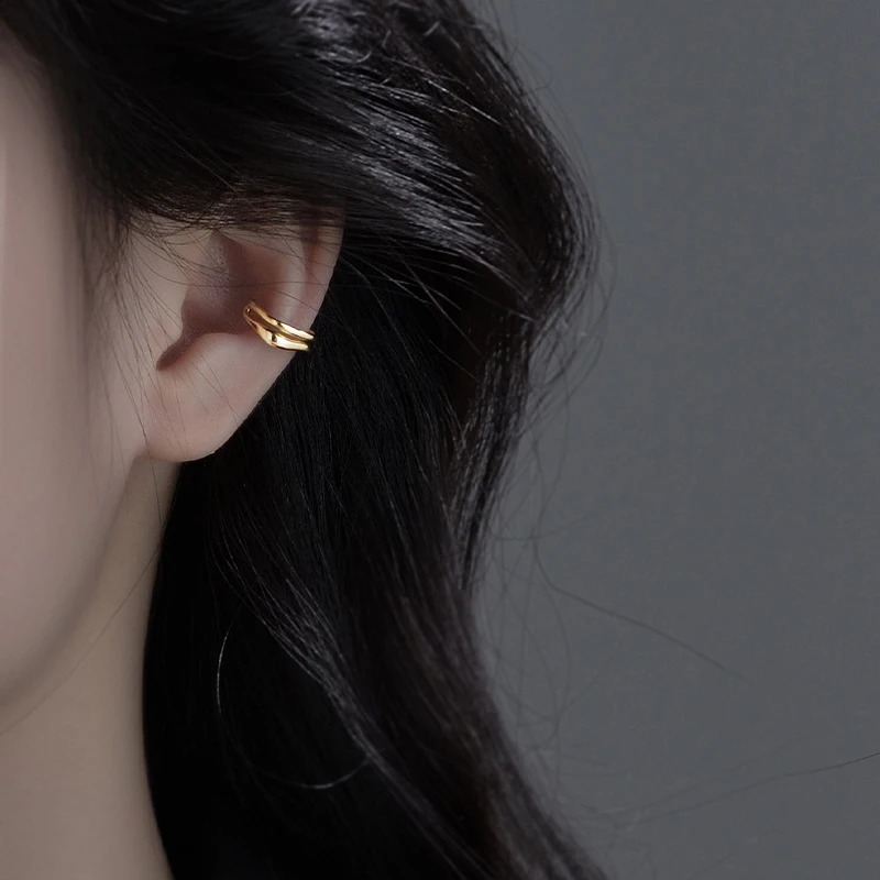 1Pc Ear Cuff Earrings NonPiercing Double Layer Clip Earring for Women Cartilage Simple Y2K Jewelry 2025 260623 - view 5