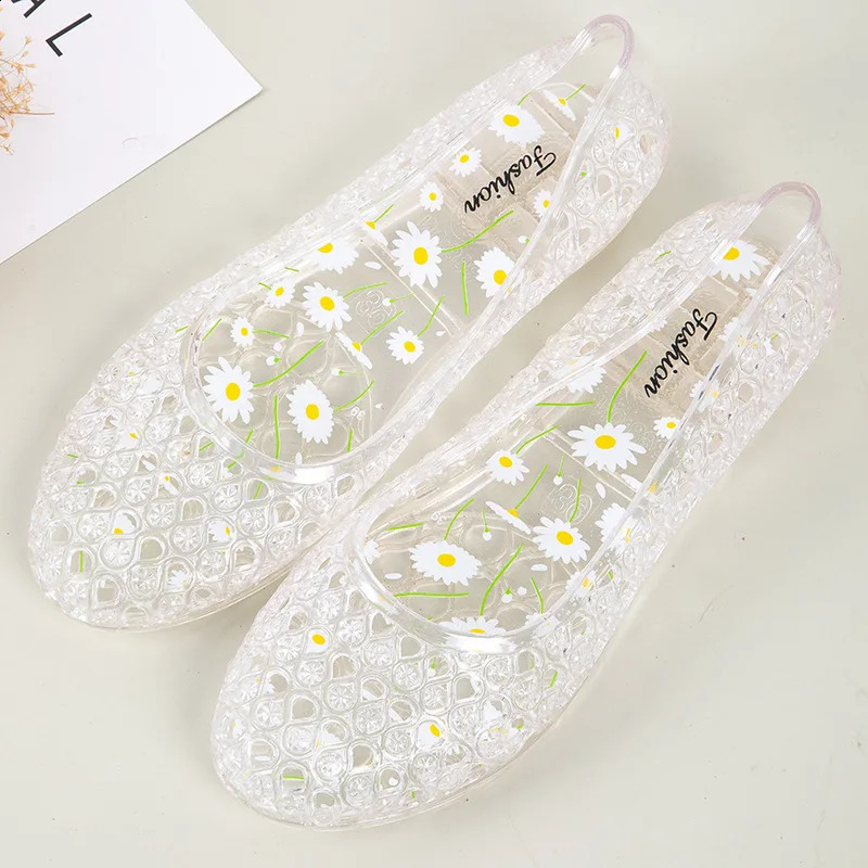 Size 36-40 Womens Sandals Summer Female Transparent Crystal Shoes Mujer Flowers Slip-On Clogs Breathable Flats Jelly Sandalias 1 260626 - view 6