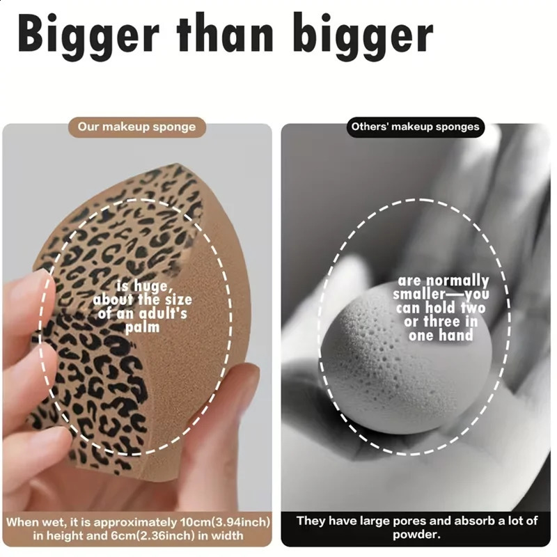 12pcs Large Leopard Print Makeup Sponge WetDry Dual Use Threecut Liquid Foundation Application 260615 - view 7