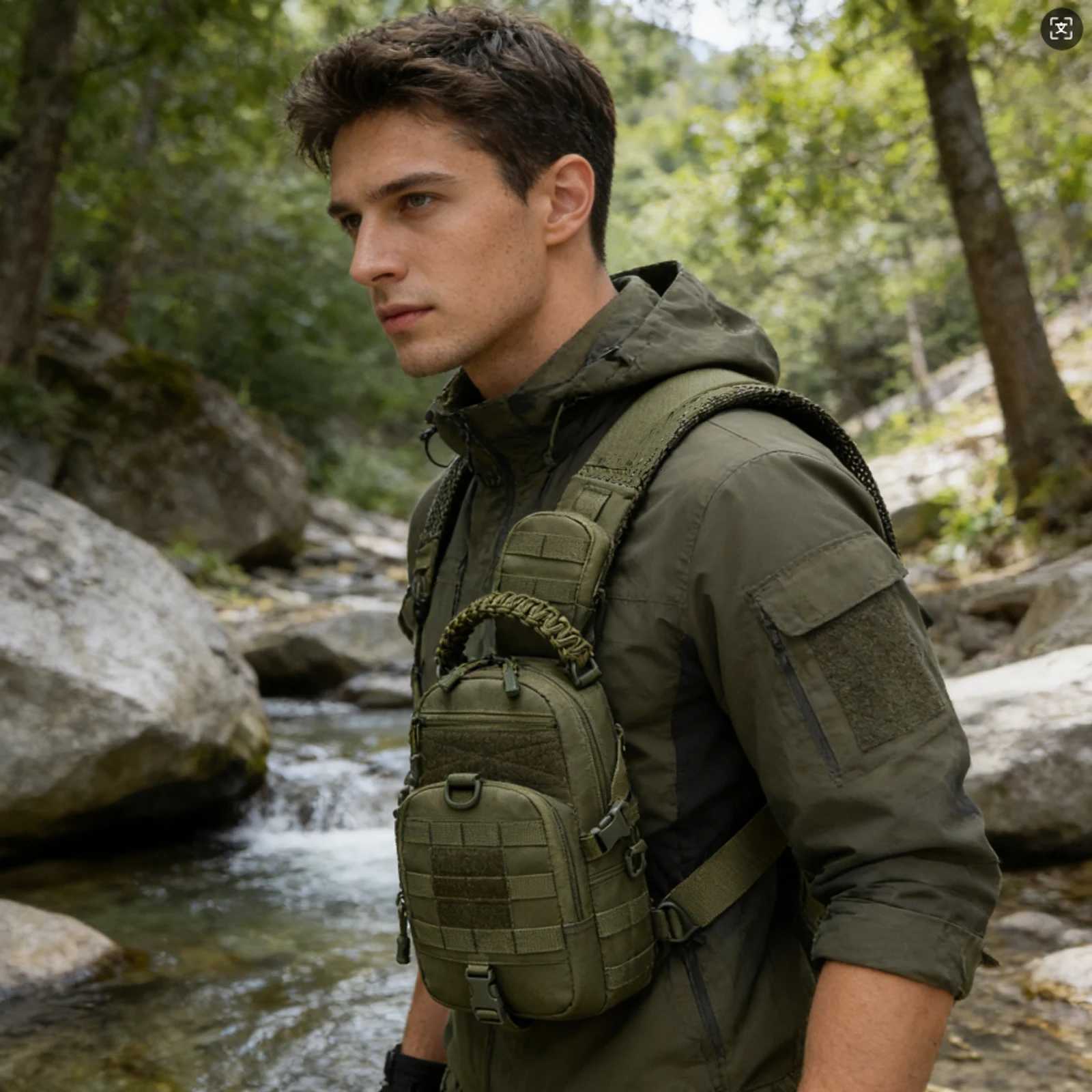 Travel Pack THURAM Crossbody Chest Bag Tactical Messenger Bag for Men Nylon Military Sling Backpack MOLLE System M260626 - view 7