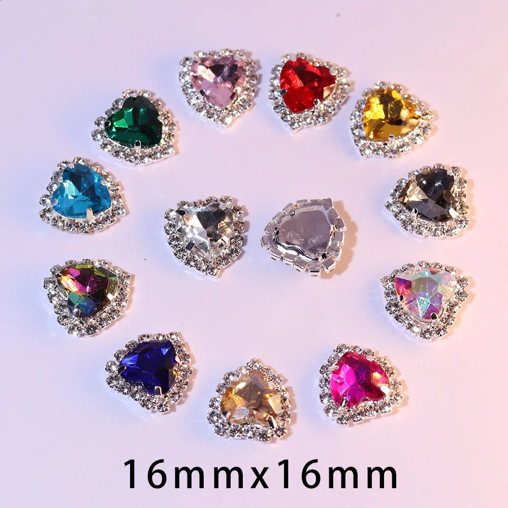 SIZE 1616mm 10Pcs Mini Heart Crystal Diy jewelry Accessories Rhinestone Pendant Crafts Decoration 260623