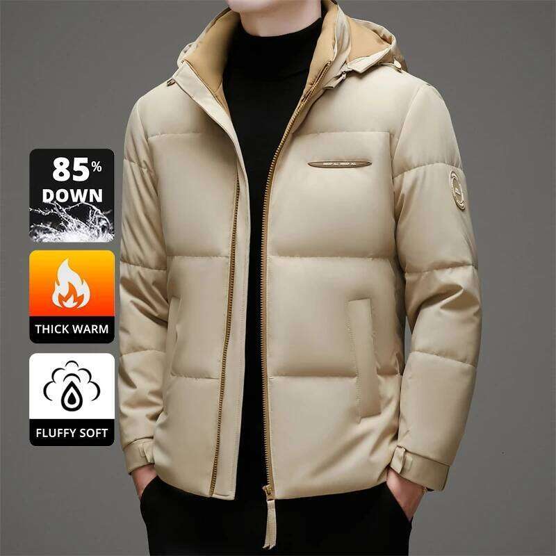 High End White Duck Casual Fashion Men Down Jacket Hooded Outerwear Winter Warm Designer Parkas Puffer Feather Coats W260626 - view 5