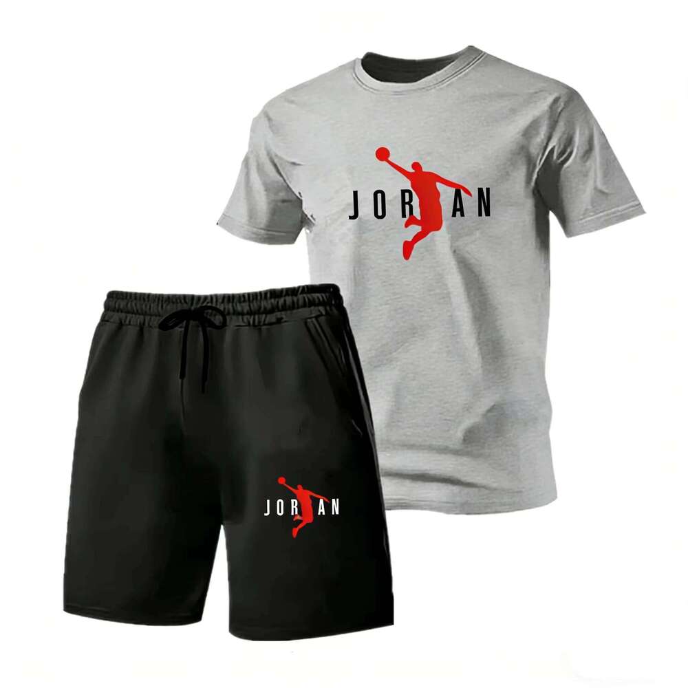 Summer Fashion Trendy Casual Sports Two Piece Men's Short sleeved T-shirt+Shorts Set Quick-drying 26Y0626 - view 3