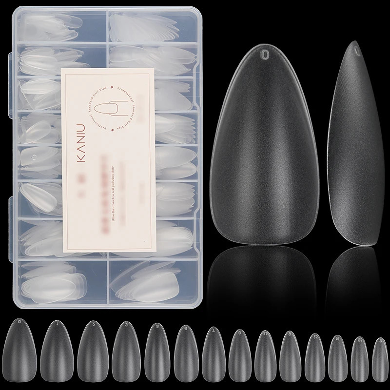 Kaniu 450pcs Soft Gel Nail Tips Fake Full Cover False Nail Tips Almond Oval Shape Nail Extenison Tips Soak Off Gel Nail Tools 260626 - view 1