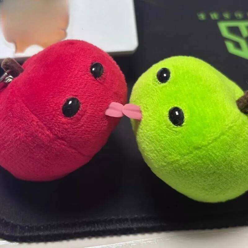 Abstract Tongue Out Funny Plush Doll Keychain Backpack Pendant Creative Fruit Keyring Accessories Gift for Friends Couple 26Y0626