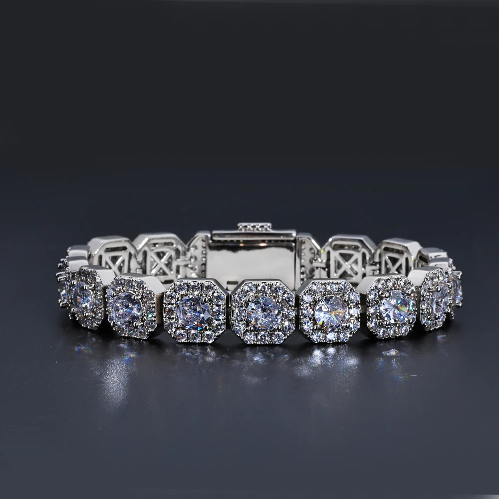 Valentine Day Cluster Tennis Bracelet Hip Hop Jewelry Sparkle 5A CZ Diamond 10/12mm Rock Sugar Tennis Bracelet Gift 260626 - view 3