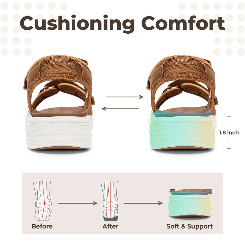 FitVille Wide WomenS Summer Sandals With Arch Support Lightweight Bohemian Casual Beach Wedge Adjustable Strap 260626 - view 7