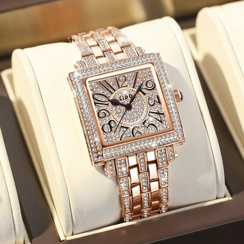 UTHAI Womens Watch Light y Retro Advanced Waterproof Diamond Full Sky Star Square Ladies Fashion Quartz Watches 260624