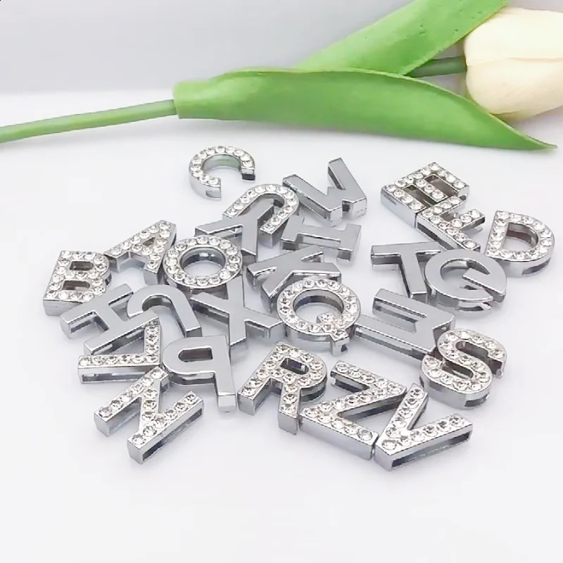 13pc/lot Hole 18mm Slide Letter English Alphabet Rhinestones A-Z Fit DIY Wristband Bracelet Pet Collar Jewelry Making 260623 - view 3