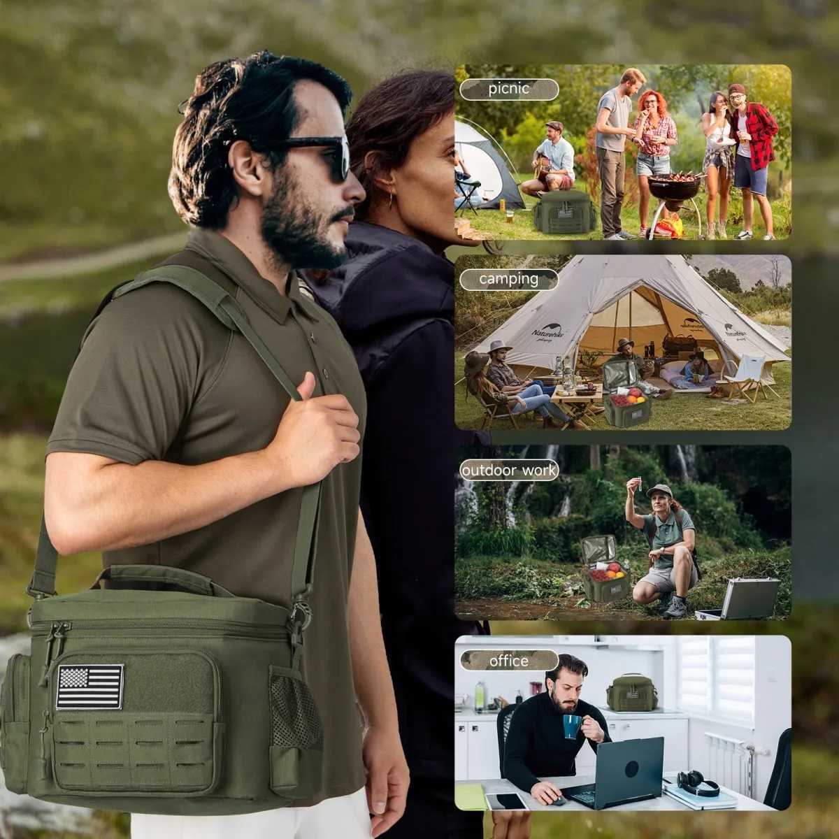 for Box Tactical Men Lunch Outdoor Heavy Duty Lunch Bag Work Leakproof Insulated Durable Thermal Cooler Bag Meal Camping Picnic M260626 - view 7