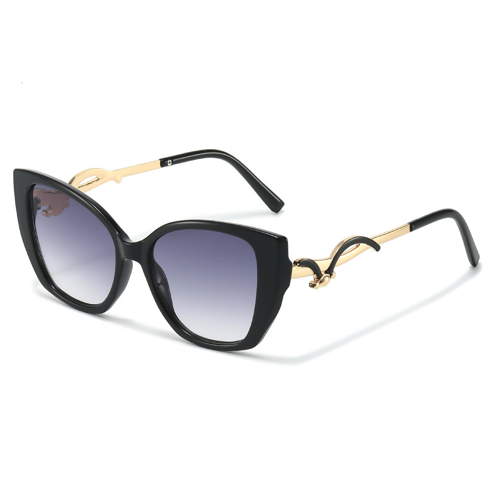 2026 New Cat-Eye Fashion European And American Style Large Frame With Wavy Metal Decorations Ins Sunglasses For Women - view 6