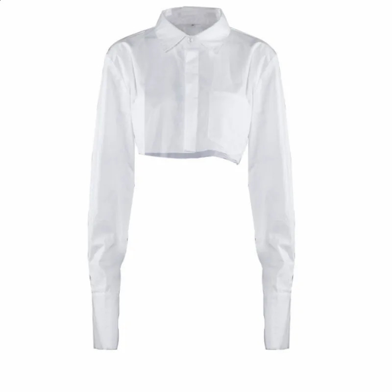 Women Long Sleeve Korean K-POP Shirt Spring Fashion Ladies Club Street Sexy Short White Top Blouse 260626 - view 5
