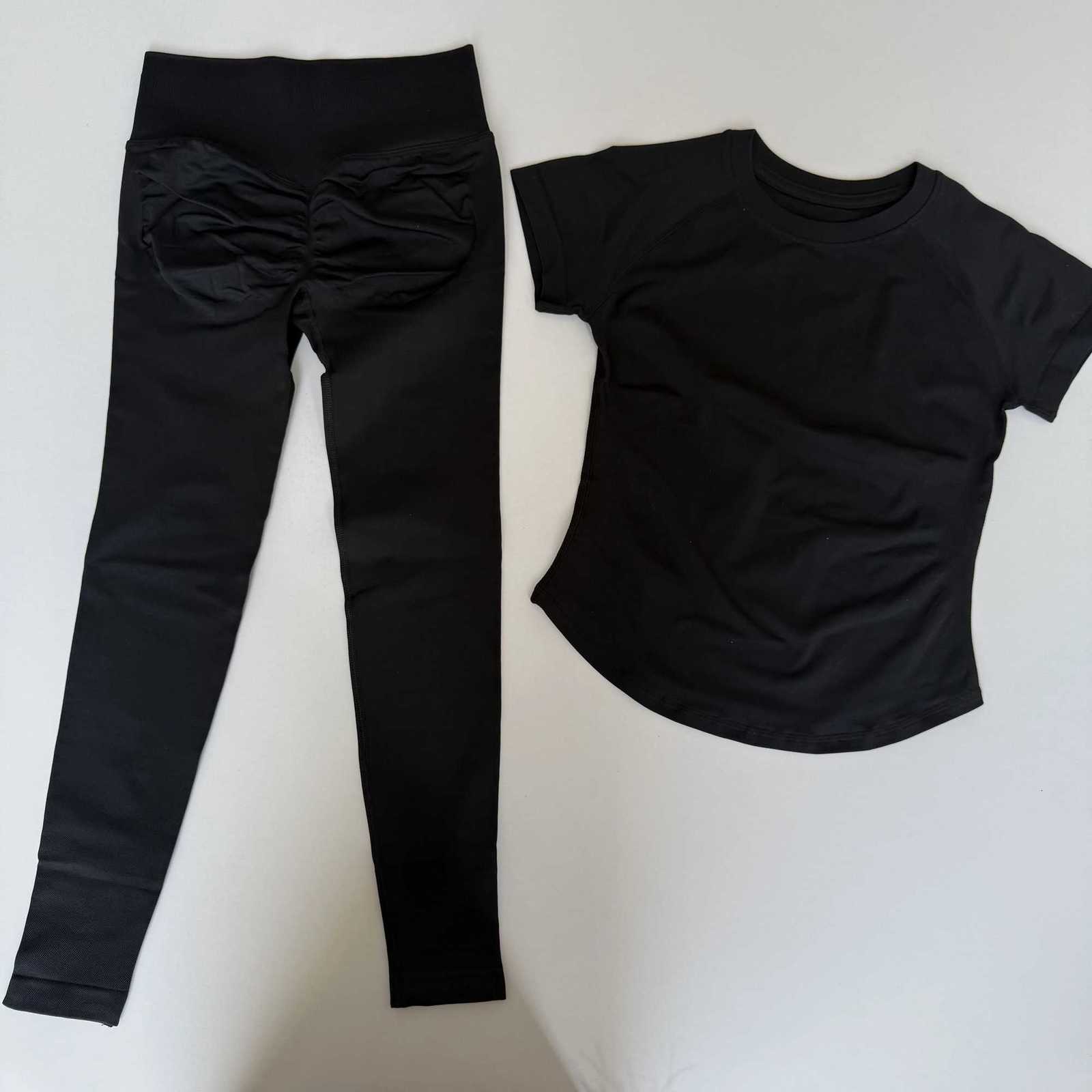 Sets 2 Pcs Sports Gym Short Sleeve Seamless Yoga Clothing Fitness Set Women Workout Running Sports Pants Leggings Suit M260626 - view 5