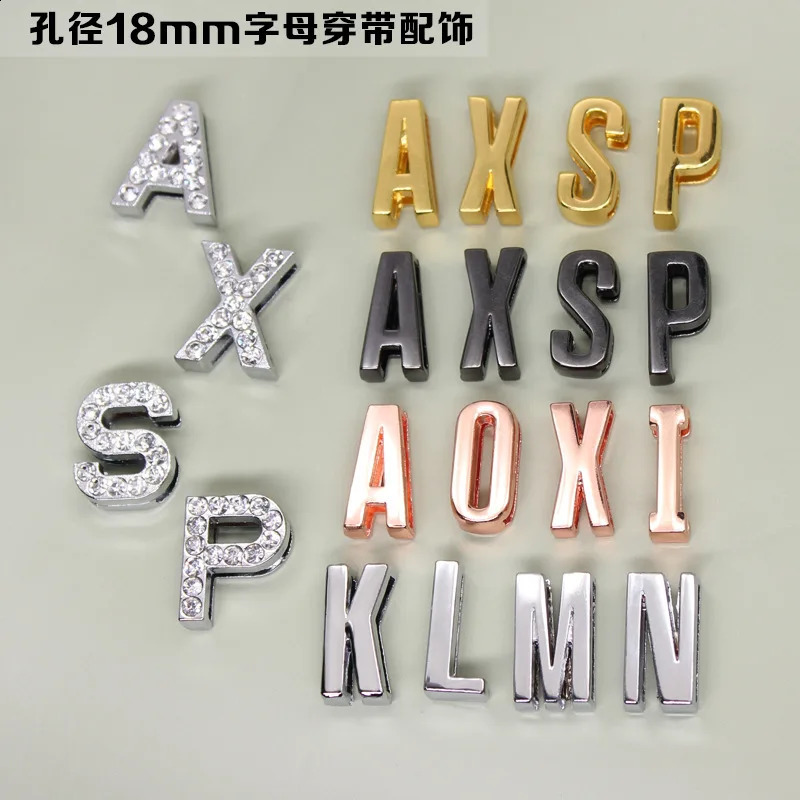 13pc/lot Hole 18mm Slide Letter English Alphabet Rhinestones A-Z Fit DIY Wristband Bracelet Pet Collar Jewelry Making 260623 - view 7