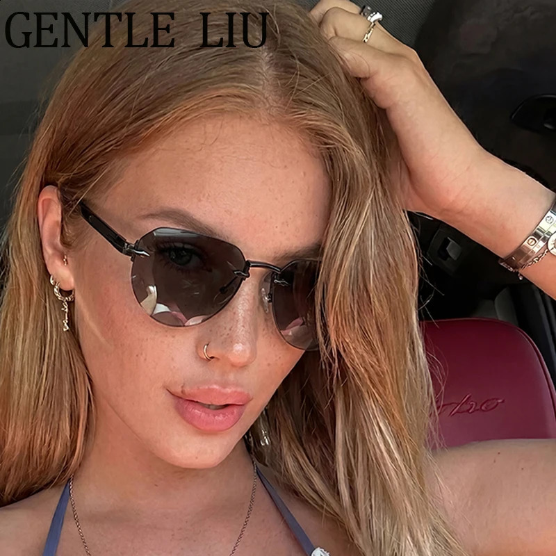 Polygon Punk Rimless Sunglasses Women 2026 y ner Vintage Geometric Oval Sun Glasses for Ladies Square Eyewear 260626 - view 5