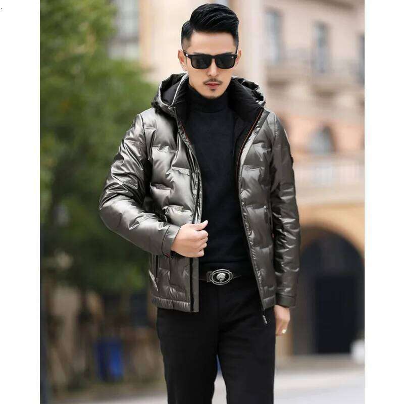 Hooded Down Jacket Men's Winter New Style Trendy for Middle-aged Young People Shiny No-wash Thick Warm and Casual Coat J260626 - view 4