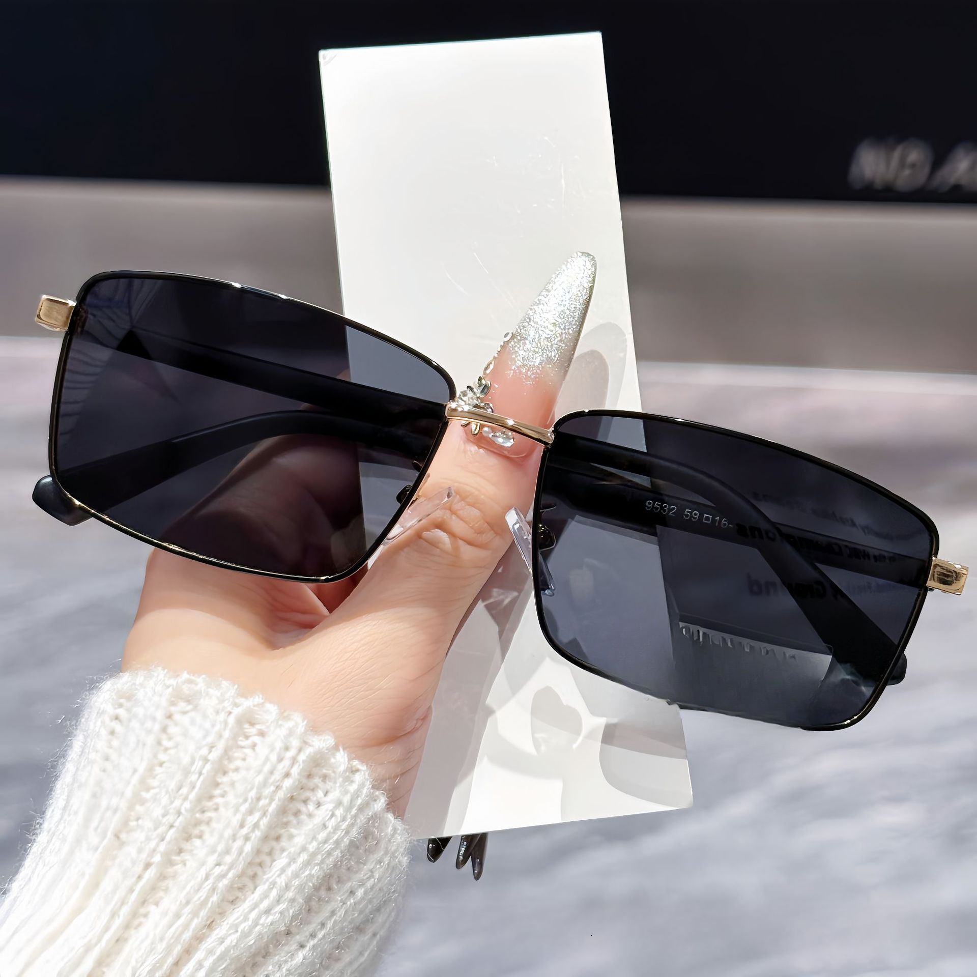trendy designer frame uv protection versatile use square polarized goggles - view 4
