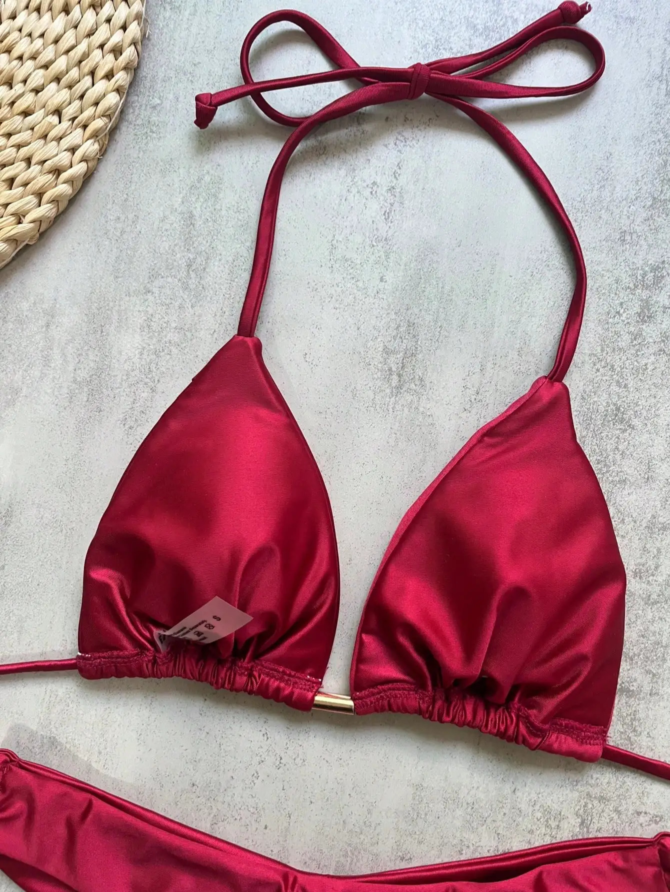 2026 Sexy Folds Bikini Set Solid Micro Bikini Swimsuit Female Triangle Swimwear Beach Wear Bathing Suit 260625 - view 5