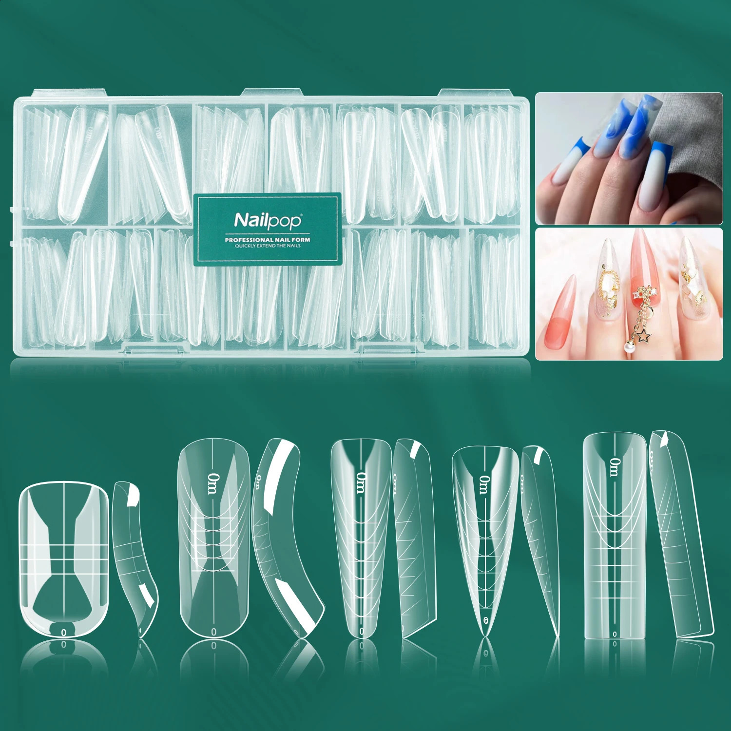 Nailpop 150pcs Nail Dual Form Full Cover Set Quick French Manicure Effect 15 Sizes Reusable False Nail Templates for Salon Home 260626