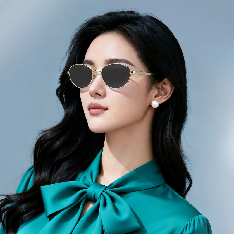 New polygonal a high-end feel, women's cat-eye sunglasses with metal frames, fashionable eyewear wholesale - view 3
