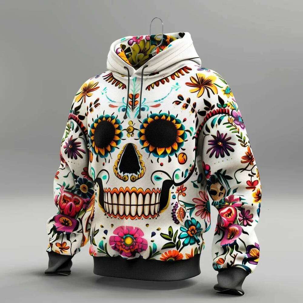 Retro Style Hoodies Skull Floral 3D Print Men Women Hooded Sweatshirts Oversized Y2k Harajuku Pullover Tracksuit Unisex Clothing W260626 - view 4