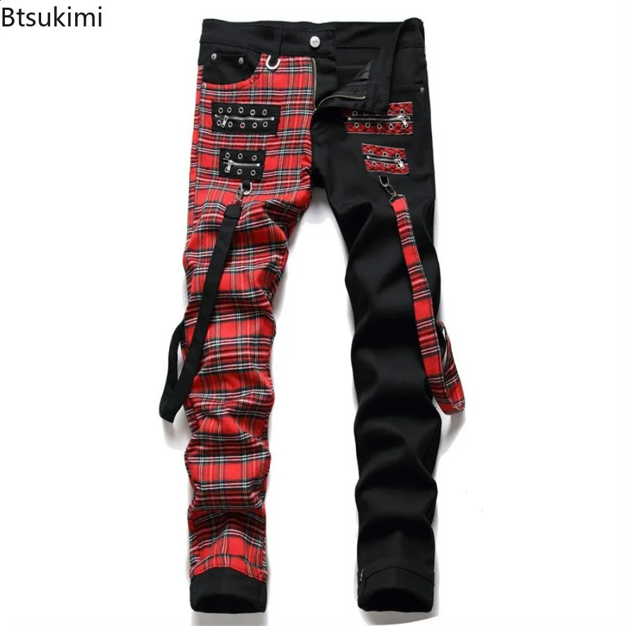 2026 Mens Y2K Gothic Ripped Skinny Jeans Punk Rivet Patch Black Denim Pants Skull Letters Printed Slim Straight Trousers Male 260625 - view 7