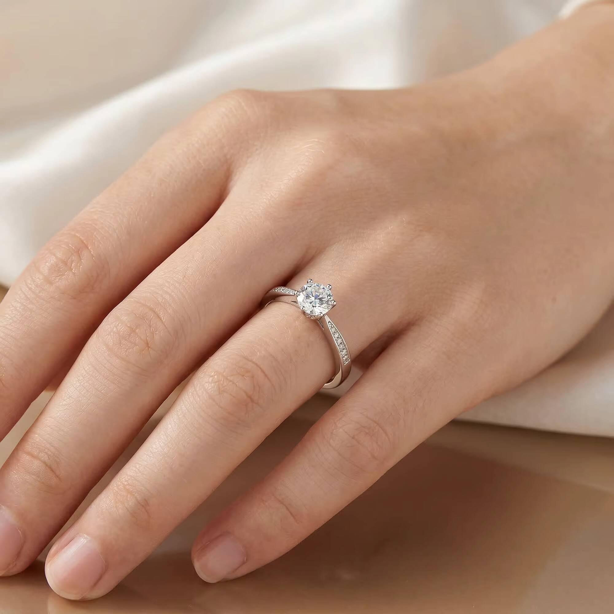 Custom Fine Jewelry Moissanite Diamond Wedding Ring Woman Engagement Moissanite Ring for Women - view 4