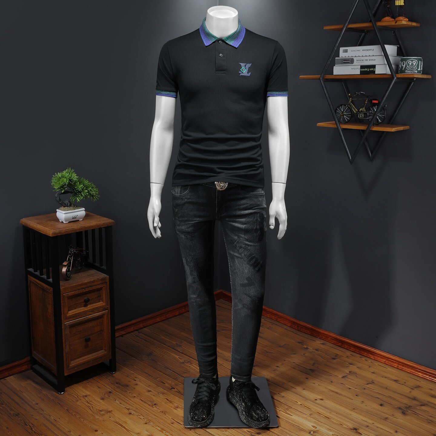 Summer New Men's Business Heavy Embroidery POLO Shirt With Turn-Down Collar, Large Size, Patchwork Short Sleeve T-Shirt - view 6