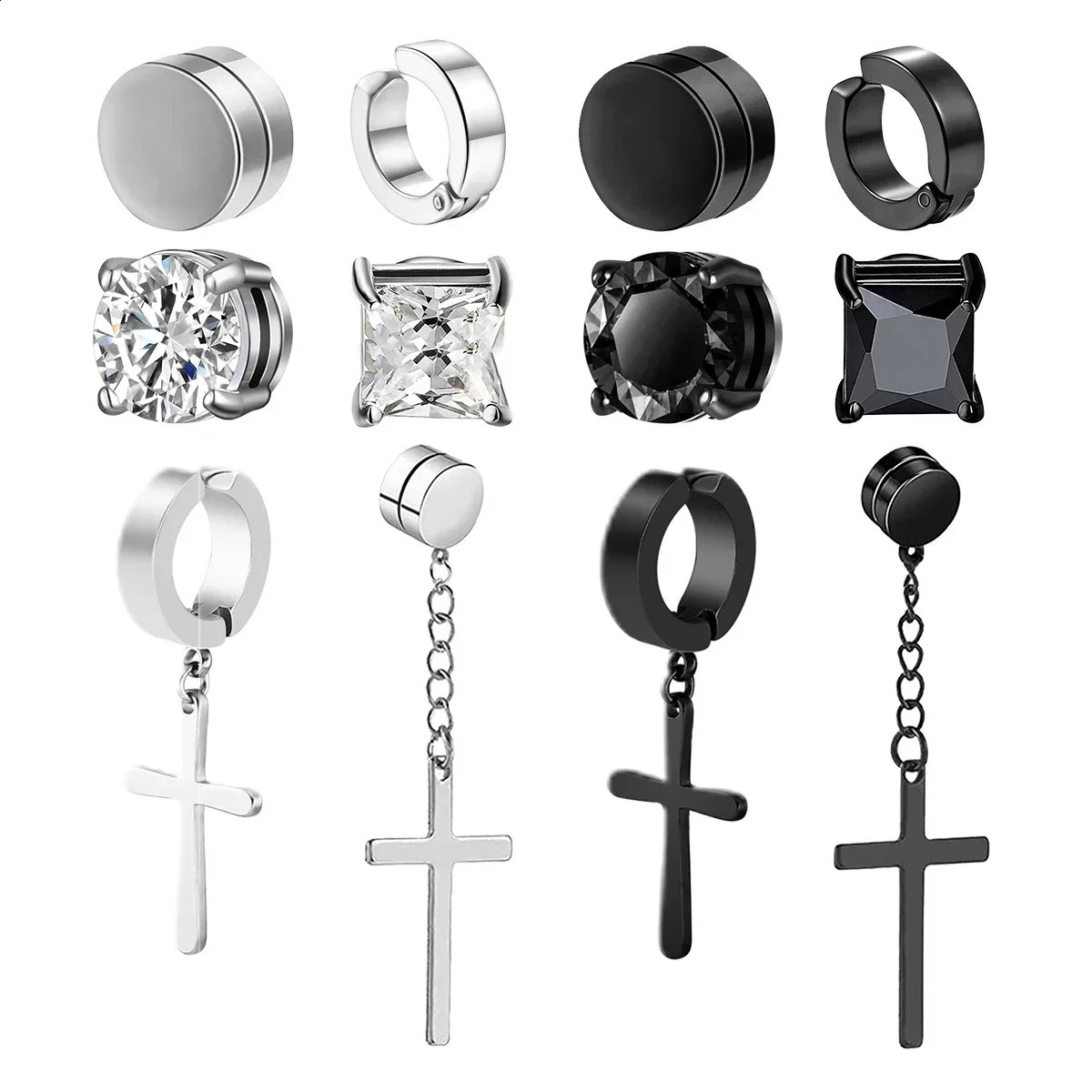 1 Pair Ear Clip Hoops for Men and Women Magnetic Stainless Steel on Pendant Earings Jewelry 260623