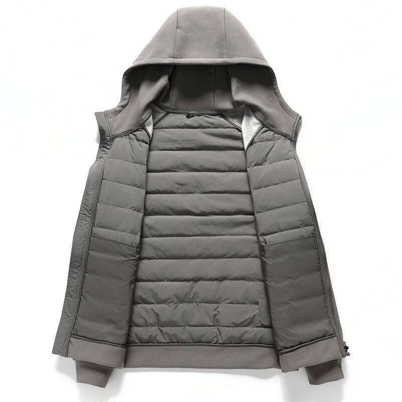 High-quality men's fashionable stylish autumn winter 90 jacket with a hooded knitted sleeve and light down J260626 - view 5