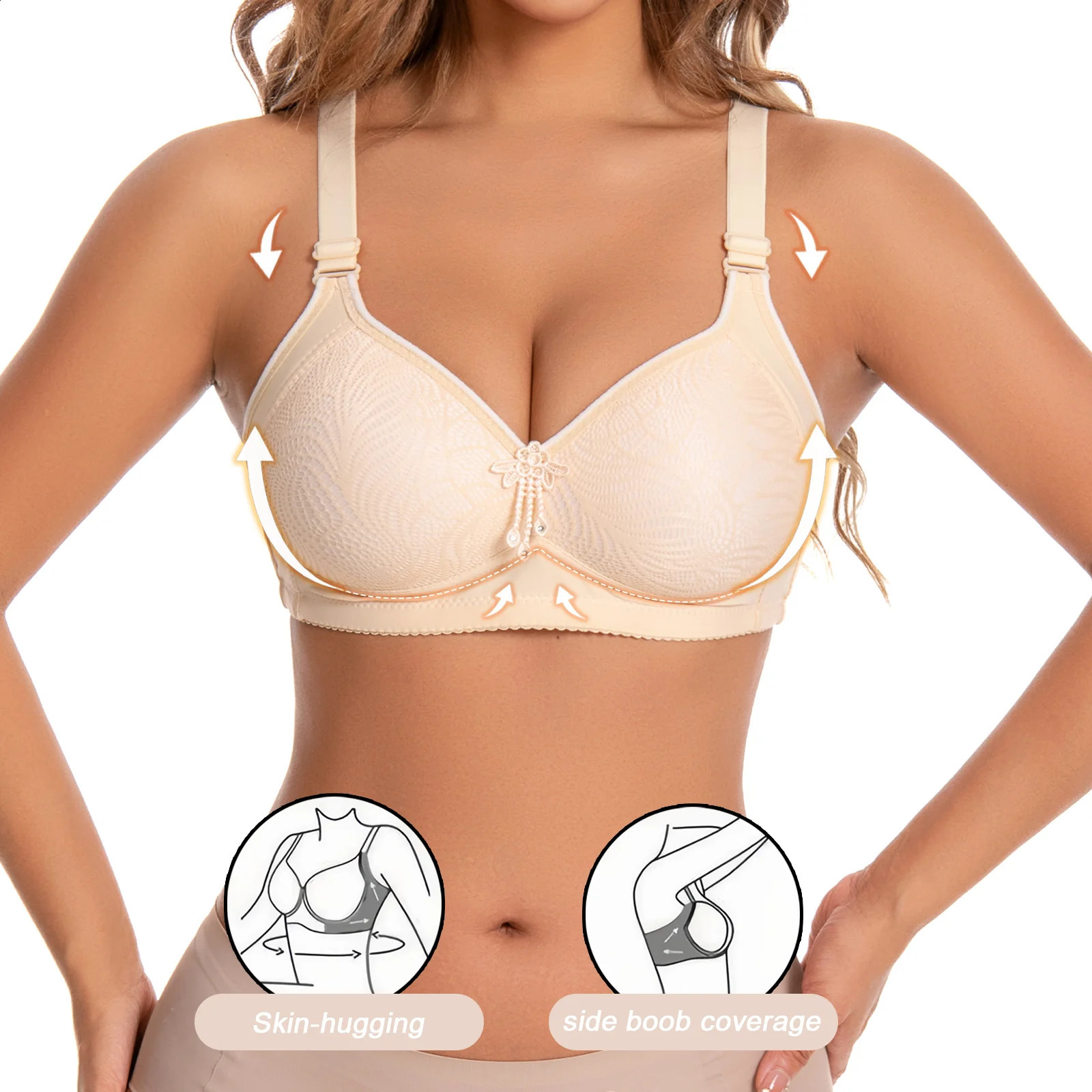 6 Pieces Color Women Sexy Lace No Wire Bras Plus Size Adjustable Shoulders Strap TShirt Bra For Cup A B C D 260626 - view 3