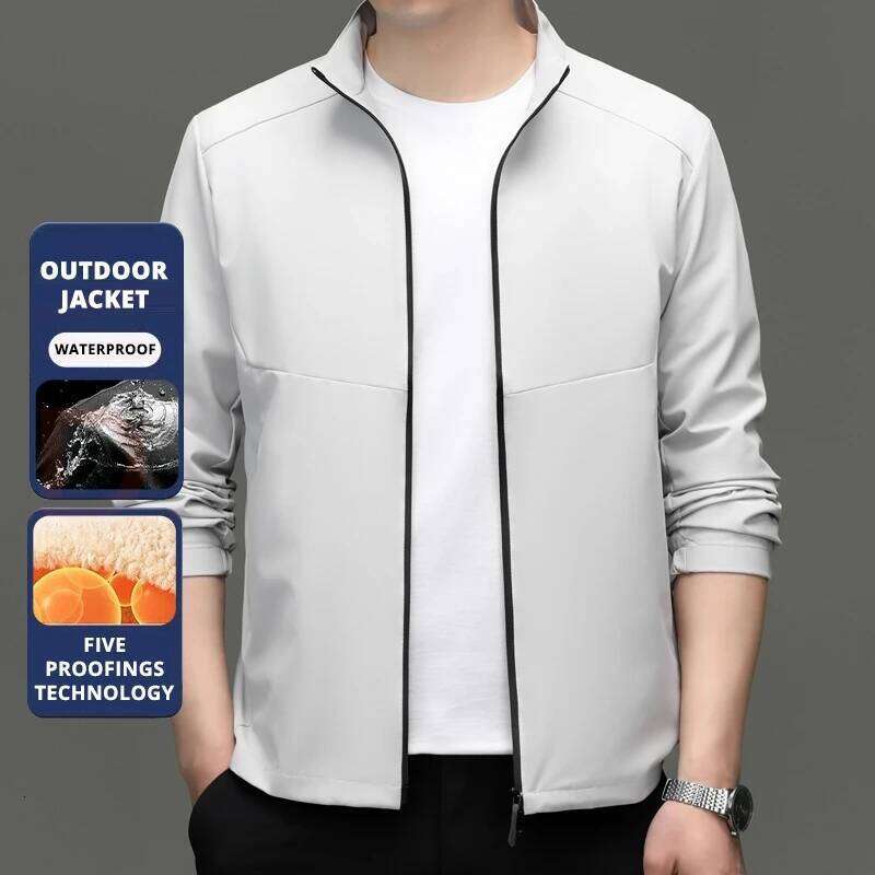 Top Grade Oxford Fabric Waterproof Breathable Men Sport Outdoor Jacket Stand Collar Casual Soft Shell Windbreaker Coats Outwear W260626 - view 7