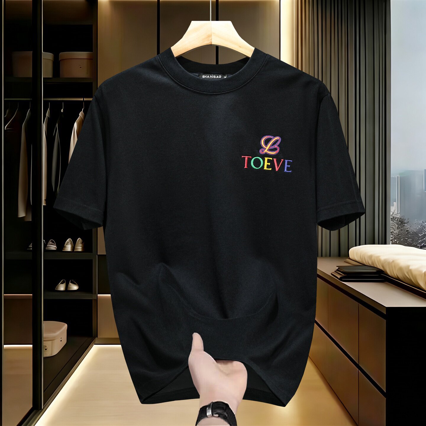 Men's Summer Tees, Punk Cotton-Blend Short-Sleeve T-Shirt with Letter Embroidery, White Slightly Loose Crew Neck Streetwear Top for Vacation, Casual W - view 3