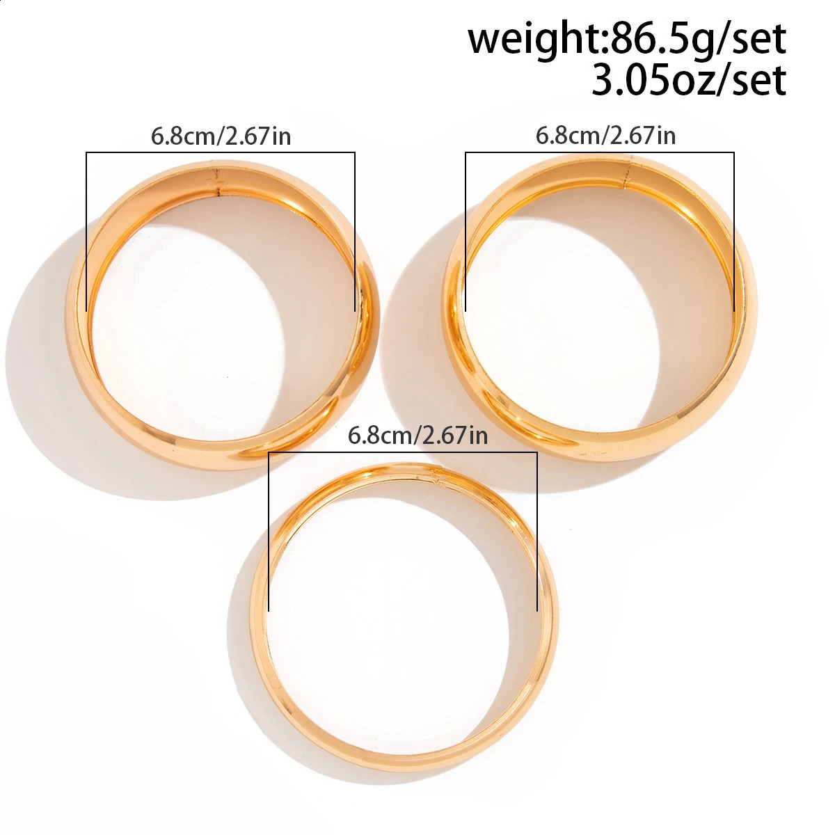 Ingemark 3Pcs/Set Hip Hop Glossy Metal Stacking Bangles for Women Punk Round Arm Bracelets Hand Jewelry Suitable for Daily Party260624 - view 5