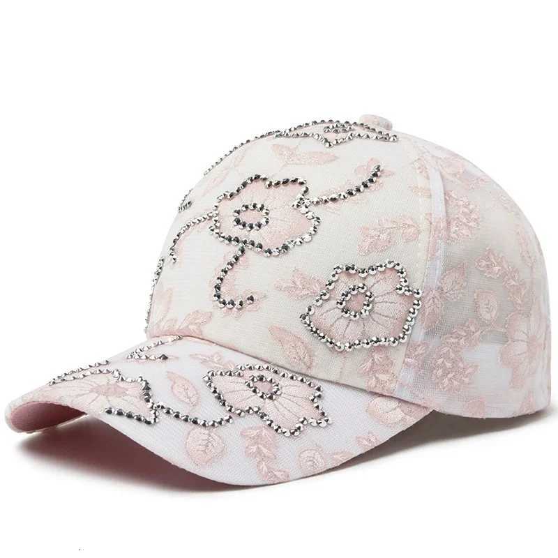 Print Women Baseball Flower Rhinestone Lace Breathable Sunshade Curved Brim Fashion Street Dance Party Casual New M260626 - view 4
