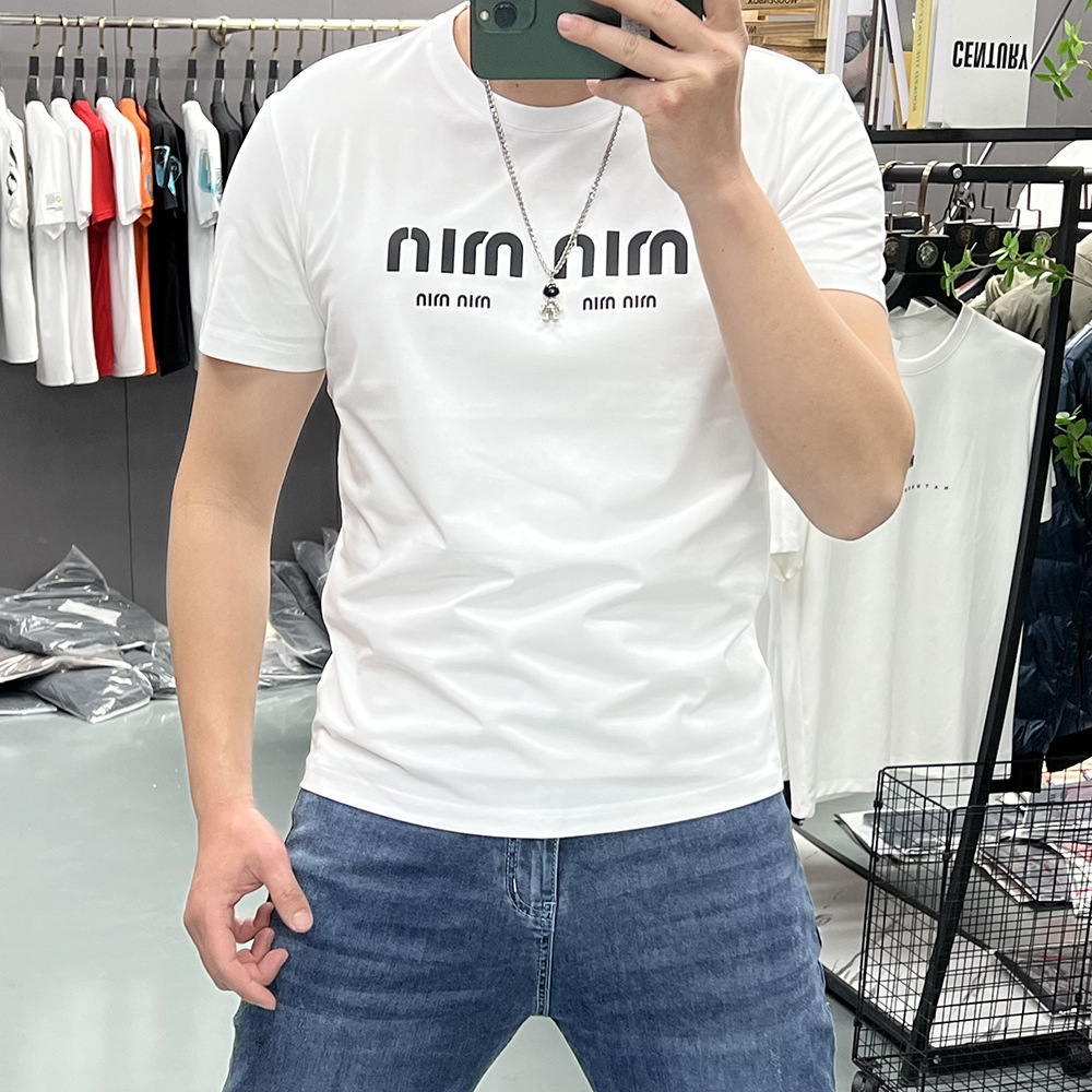 Men's Short-Sleeve T-Shirt, New Summer Style, Three-Dimensional Letter Print, Slim Fit, Round Neck, Simple Mercerized Cotton T-Shirt - view 5