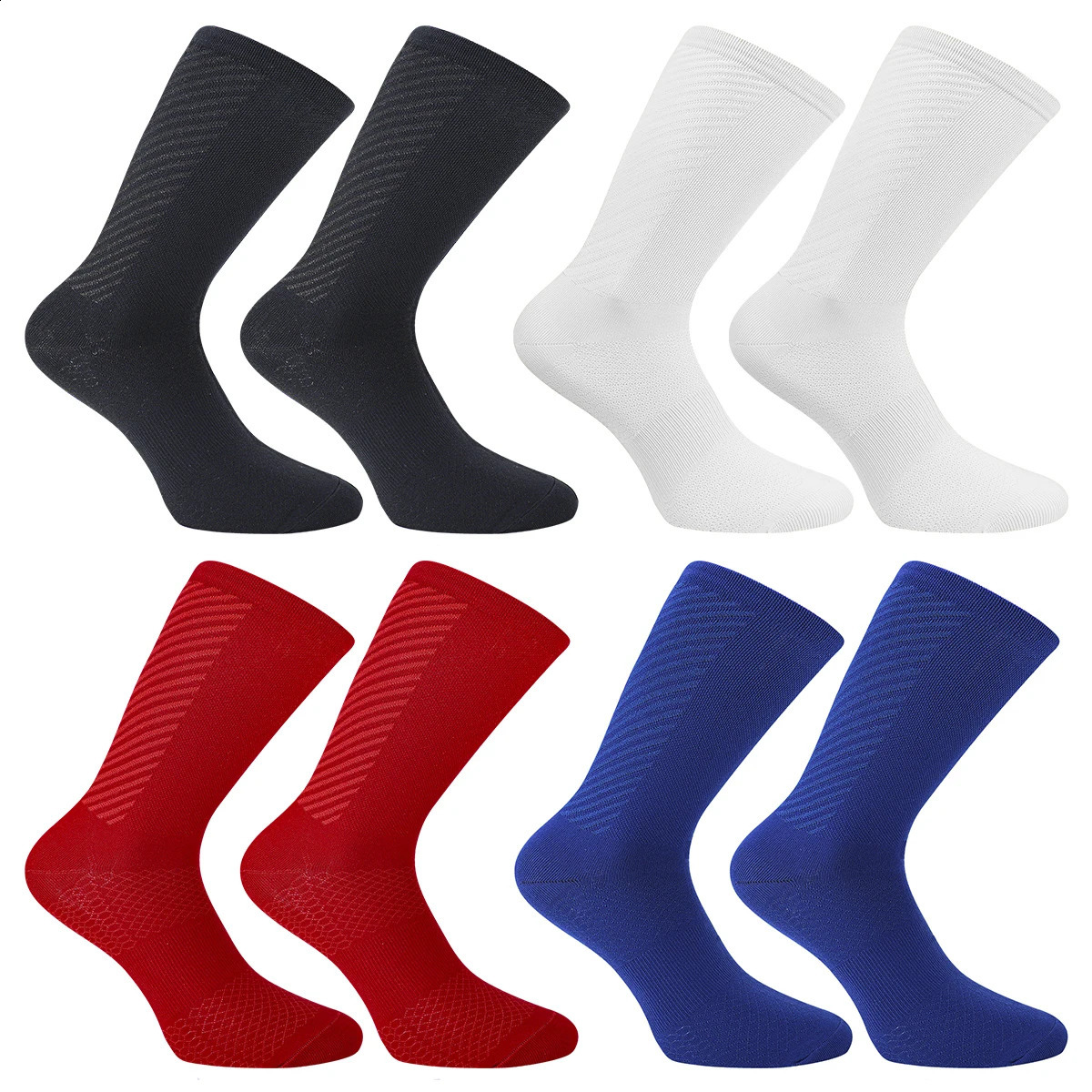4 Pairs Pure Color Cycling Socks Quality Road Bike Men Women Running Hiking Compression Sports 260622 - view 5