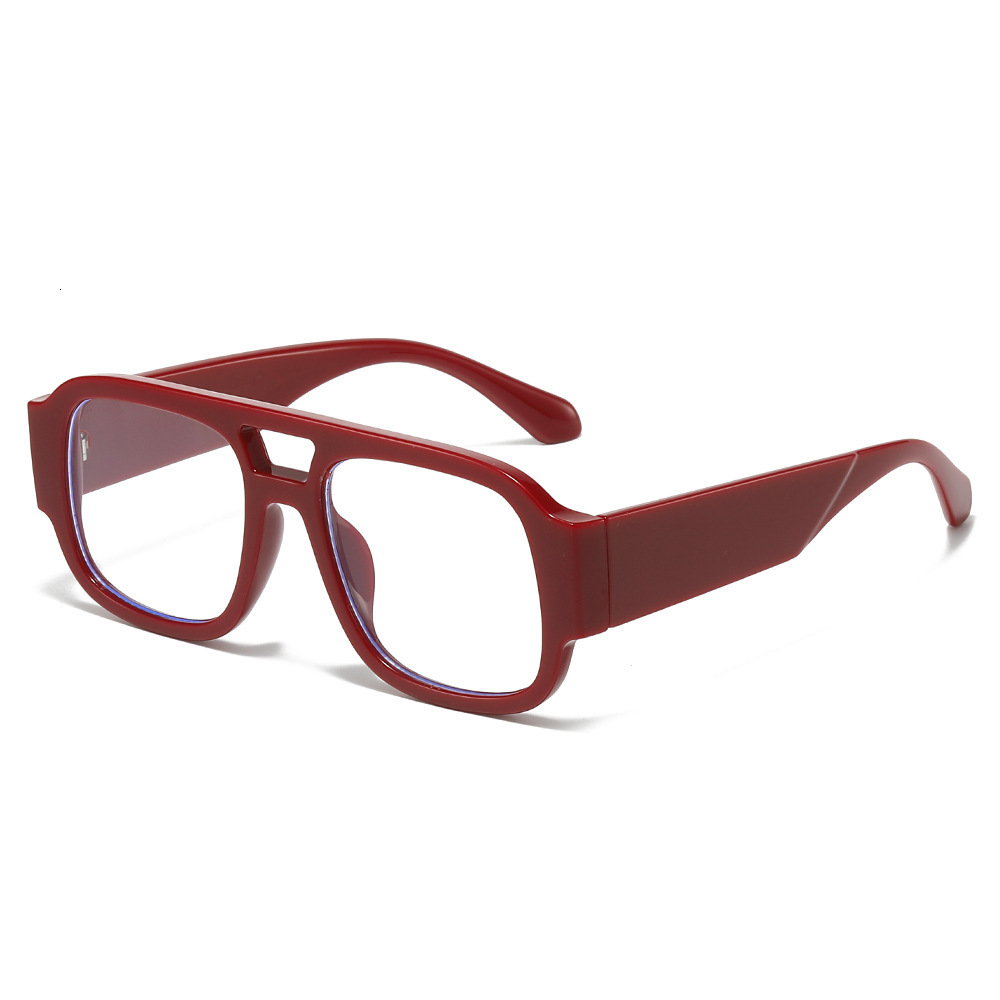 2026 Fashionable Casual Double-Beam Non-Prescription Glasses, New Anti-Blue Light Retro Simple European And American Style Photo Artistic Eyewear - view 5