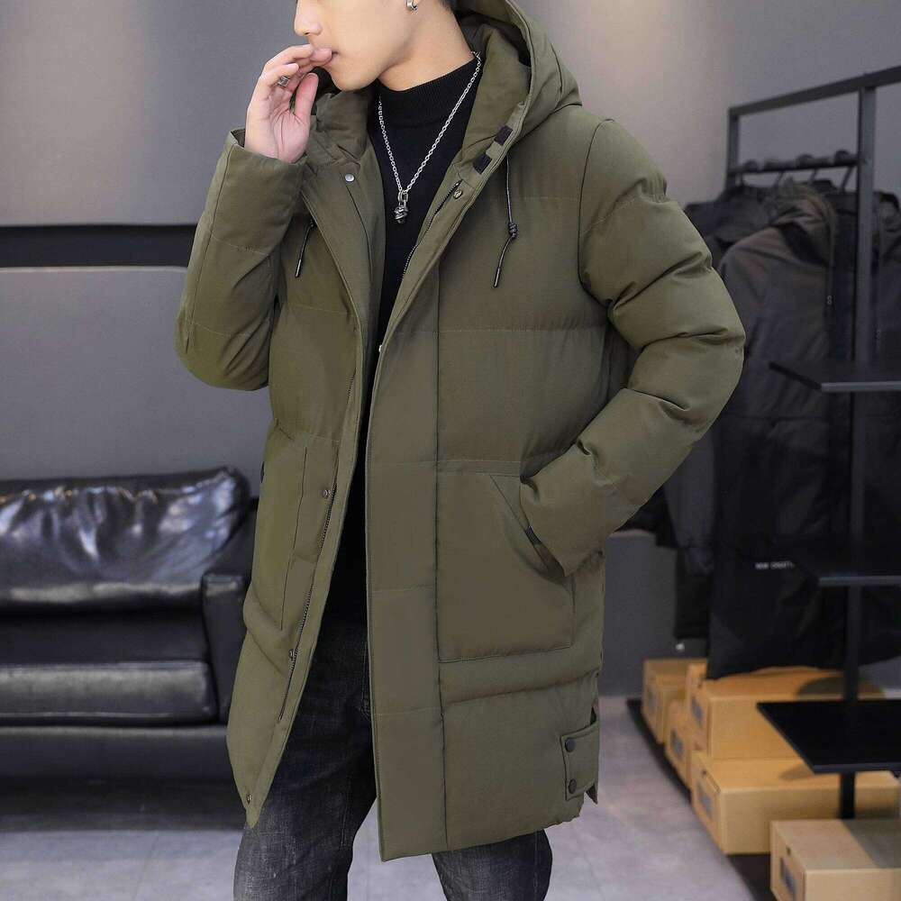 Hooded jacket for men, medium to length, thick and warm long jacket, cold proof winter coat, cotton j J260626 - view 5