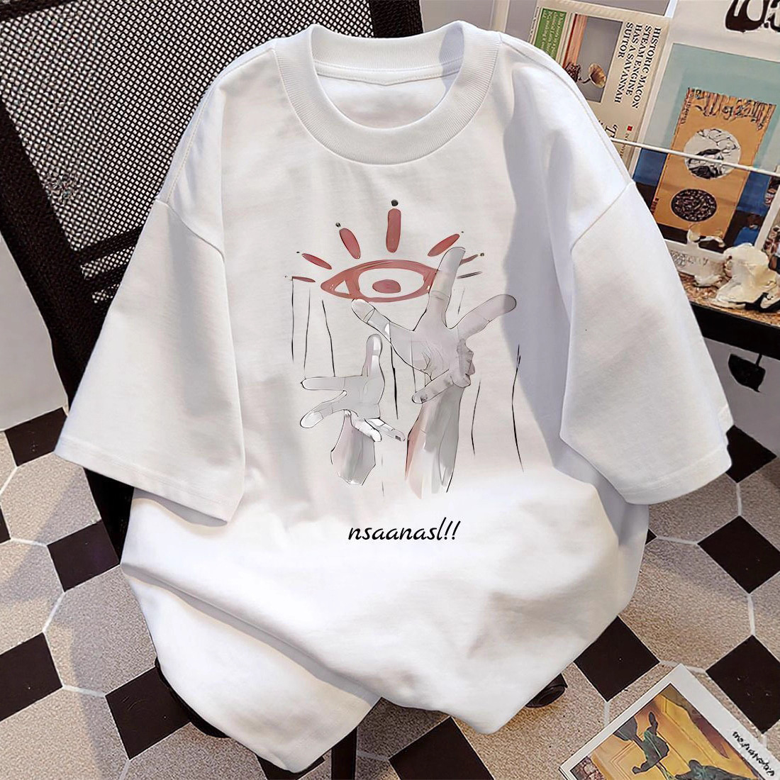 Cross-Border Foreign Trade Summer Men's New Top With Hand And Eye Pattern Print, Round-Neck Casual Short-Sleeve T-Shirt - view 3