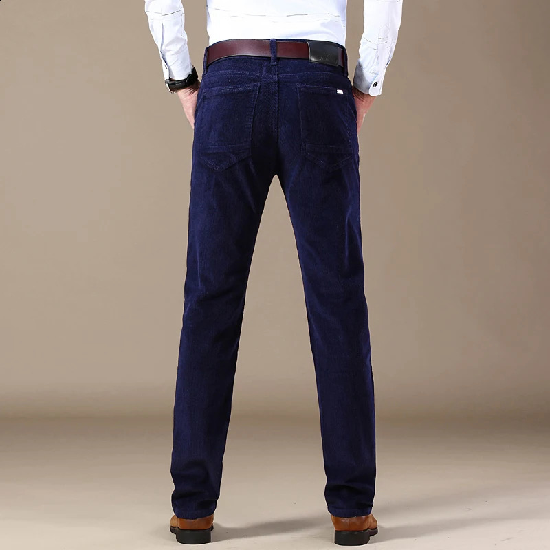 Autumn Corduroy Pants Mens Cotton Thick Slim Straight Elastic Business Casual Trousers Fashion Khaki Male Clothes 260626 - view 7
