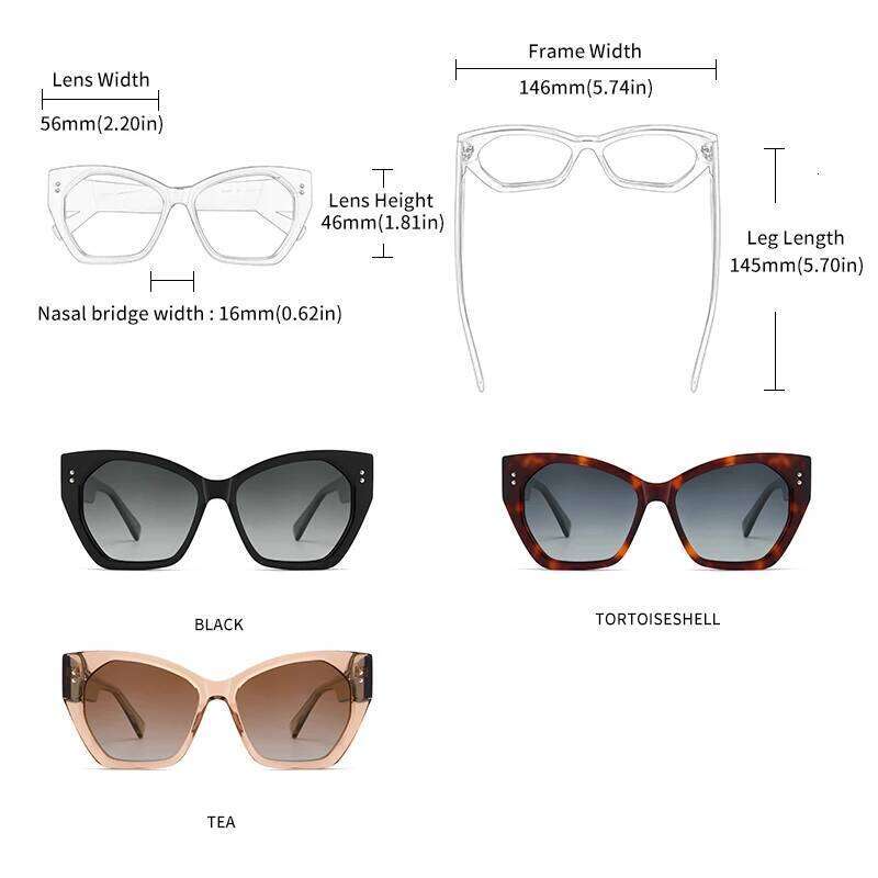 GCV Brand Acetate Appearance Patent Design Women's Butterfly Rectangular Triangle Polarized Sunglasses UV400 Fashion 26Y0626 - view 6
