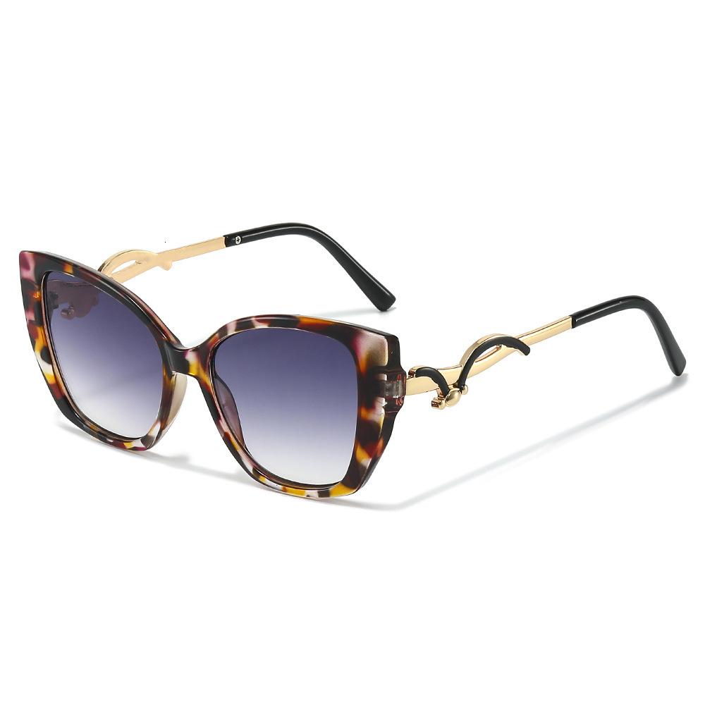 2026 New Cat-Eye Fashion European And American Style Large Frame With Wavy Metal Decorations Ins Sunglasses For Women - view 4