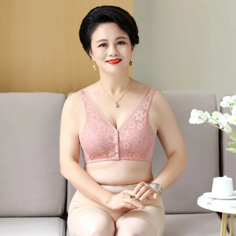 Front Buckle Underwear Middleaged Elderly Women Lace No Underwire Wide Strap Vest Plus Size Comfortable Breathable Pushup Bra 260626 - view 7